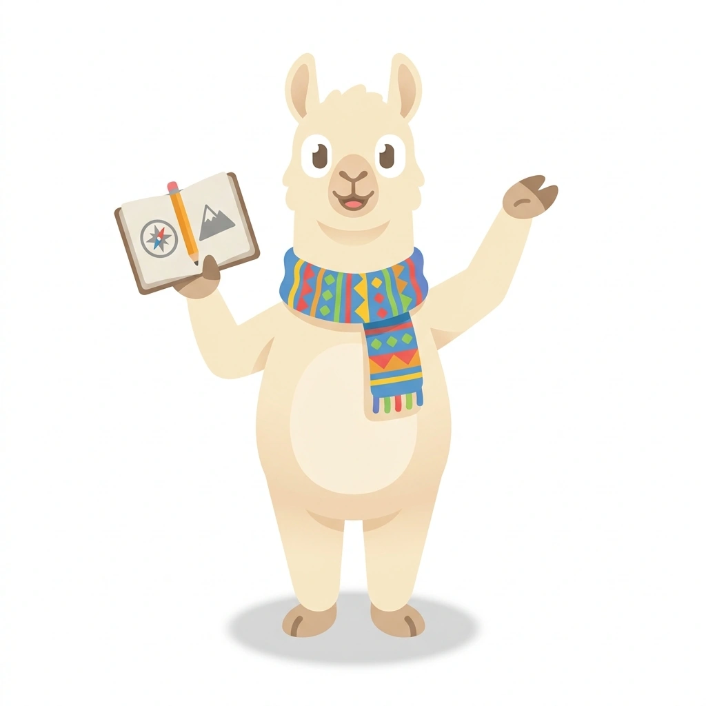 Lola the Llama, the guide who teaches the Spanish Beyond the Basics course