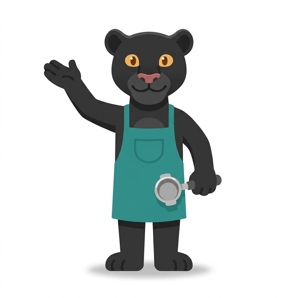 Pascal the Panther, the guide who teaches the Precision Espresso Extraction course