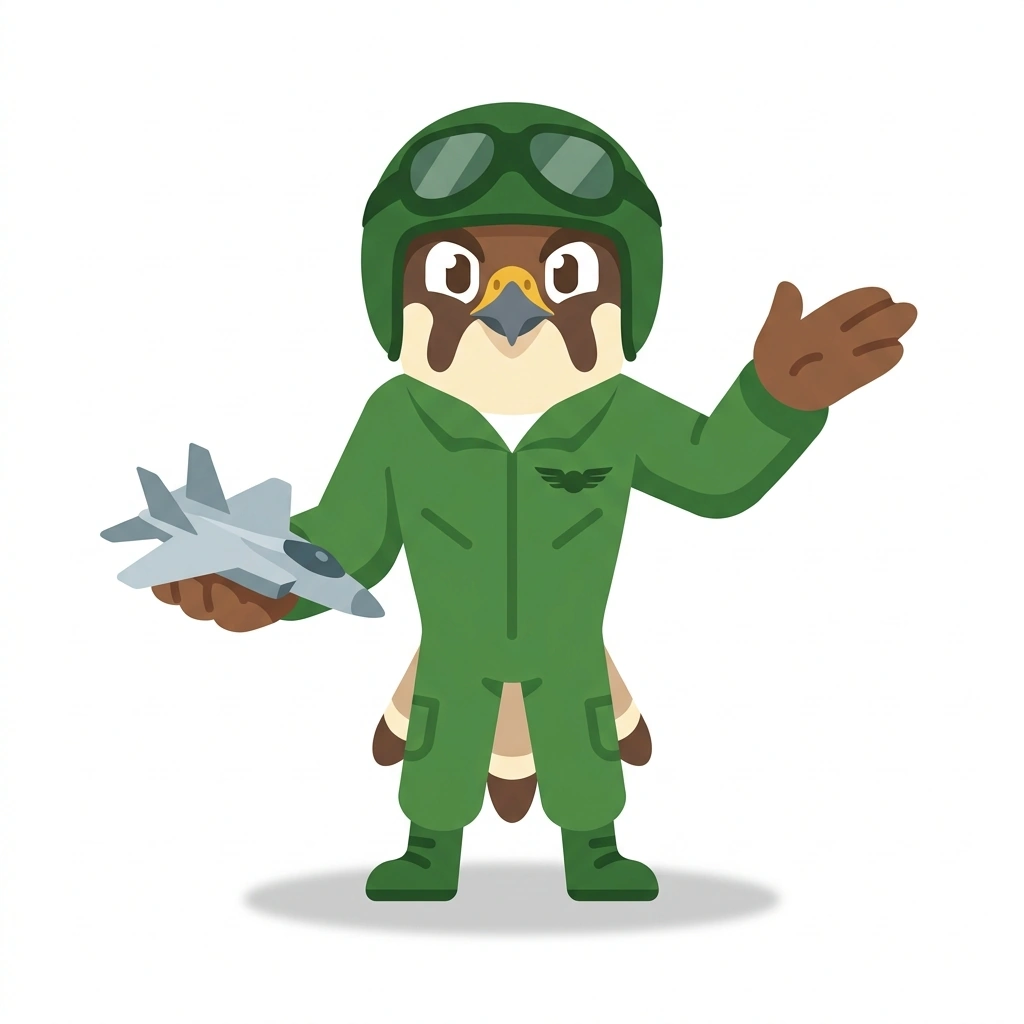 Vector the Falcon, the guide who teaches the Fighter Jet Combat and Design course