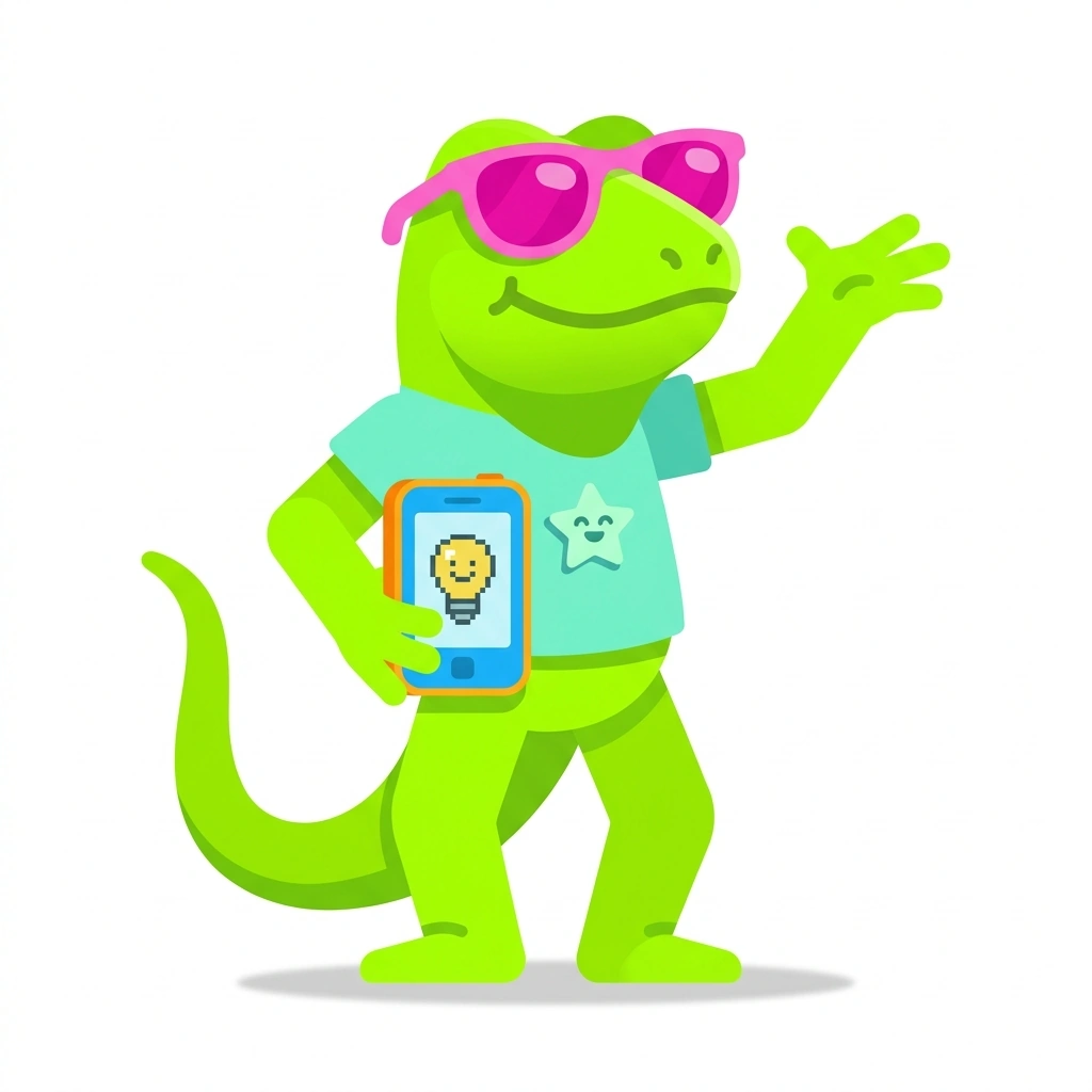 Insta-Iggie the Iguana, the guide who teaches the Growing on Instagram course