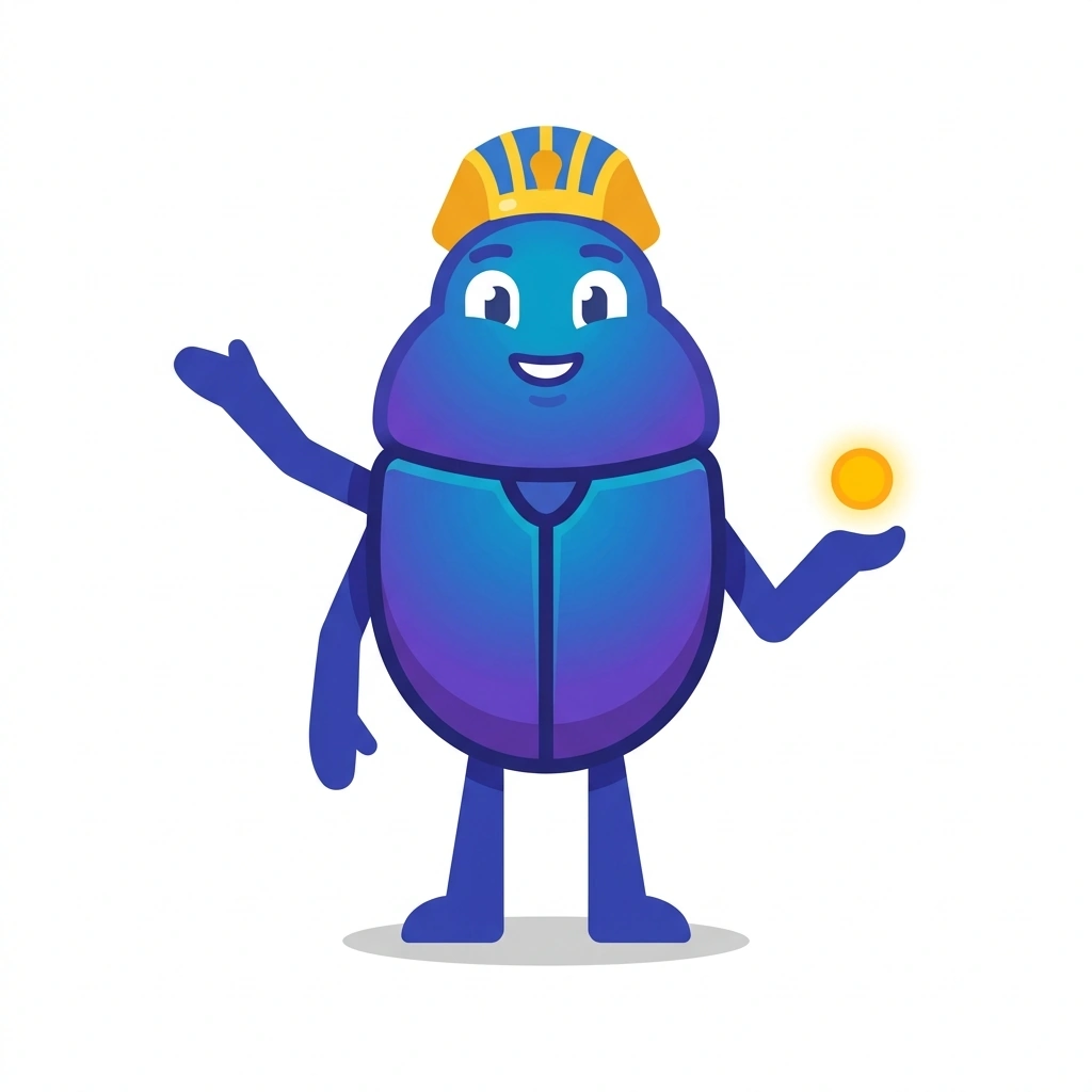 Seneb the Scarab, the guide who teaches the Wisdom of the Pharaohs course
