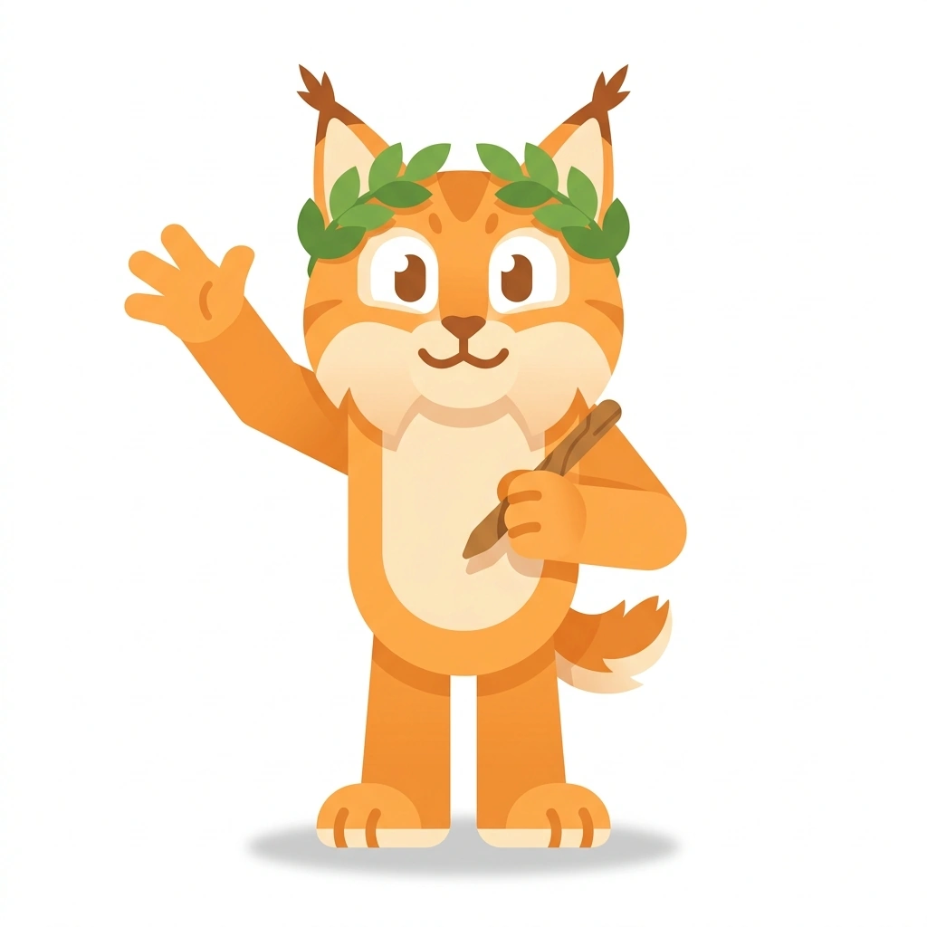 Livia the Lynx, the guide who teaches the Latin Sentence Building course