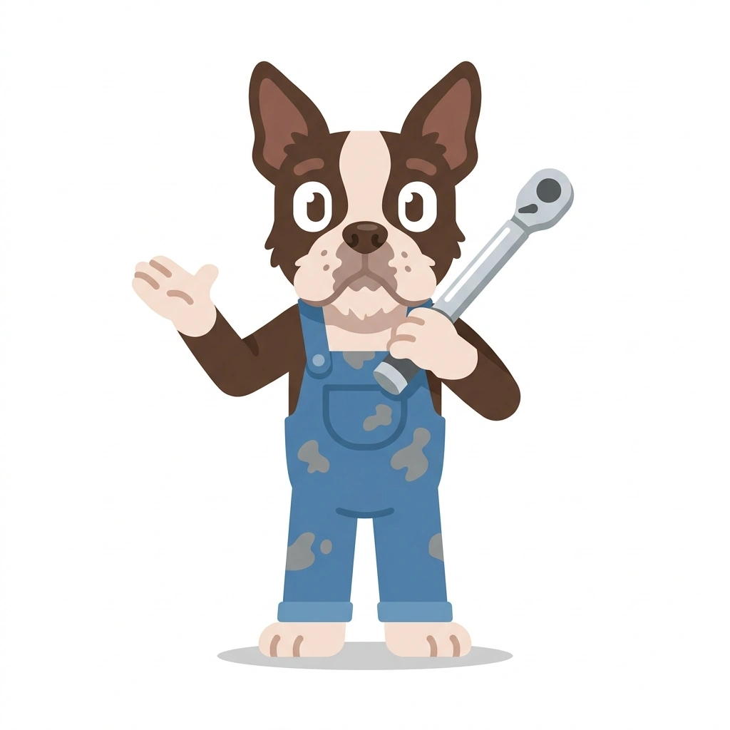 Torque the Terrier, the guide who teaches the Car Mechanics and Performance Tuning course