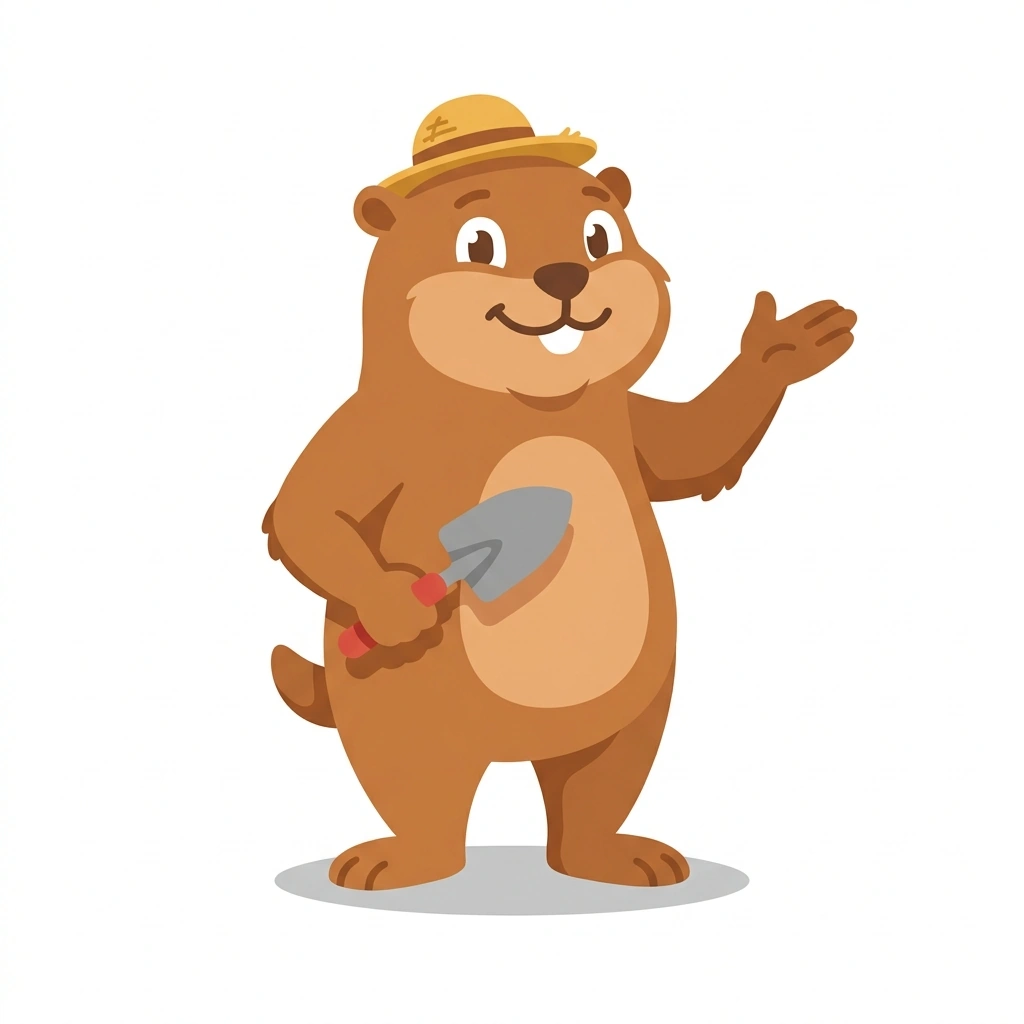 Gilly the Gopher, the guide who teaches the Gardening: Keeping Your Plants Alive course