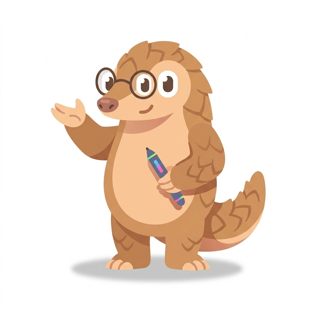 Pixel the Pangolin, the guide who teaches the Visual Systems for Digital Design course