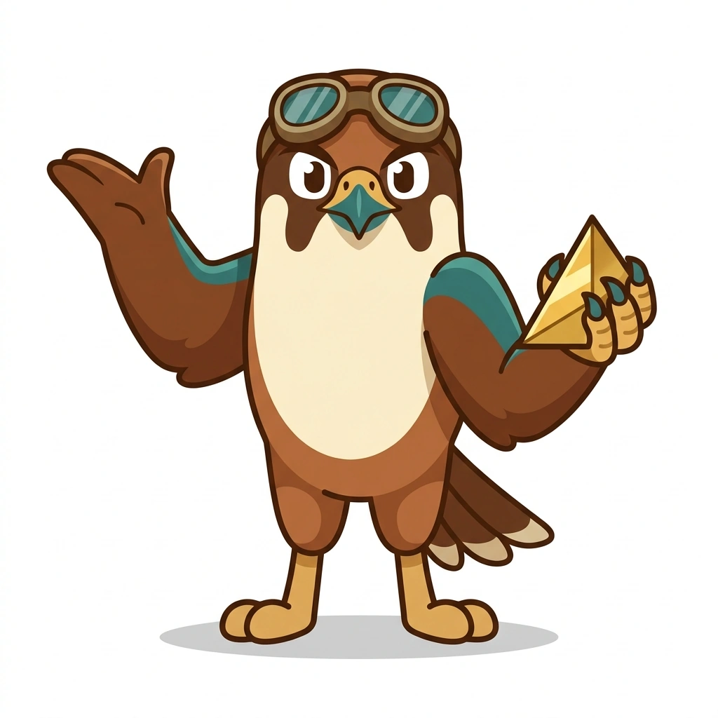 Fermi the Falcon, the guide who teaches the How the Physical World Works course