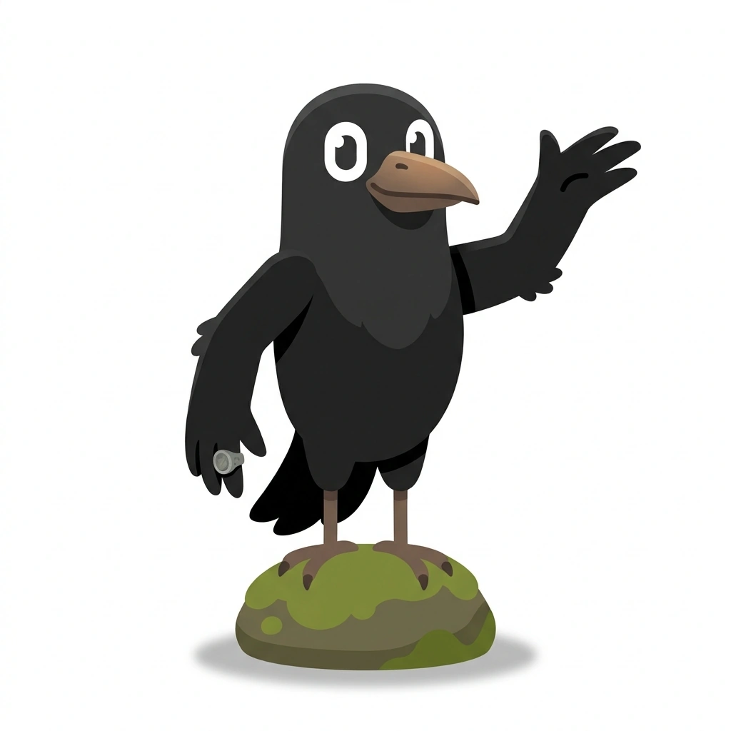 Corvus the Crow, the guide who teaches the Operative Witchcraft Mechanics course