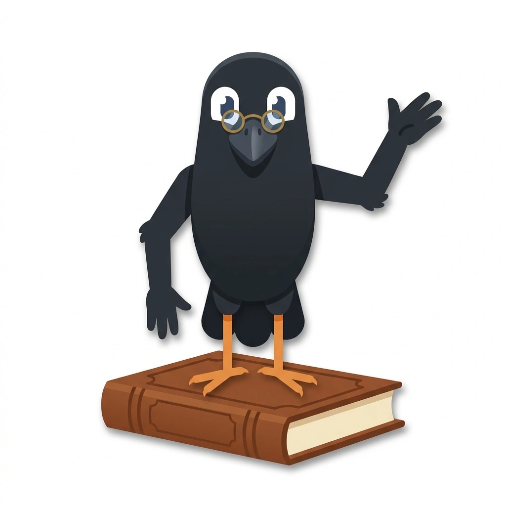 Corvus the Crow, the guide who teaches the Cognitive Architecture and Rationality course