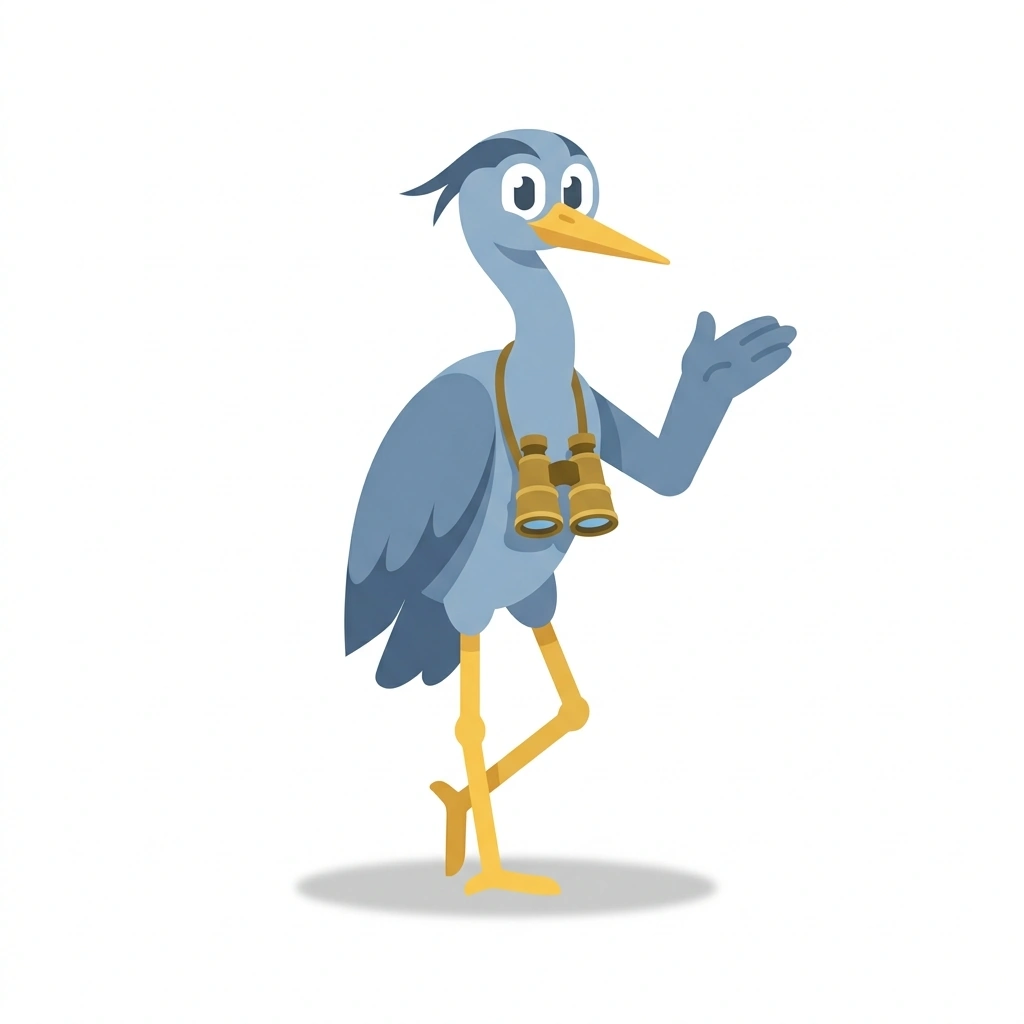 Hydra the Heron, the guide who teaches the Earth's Waters: Types and Systems course