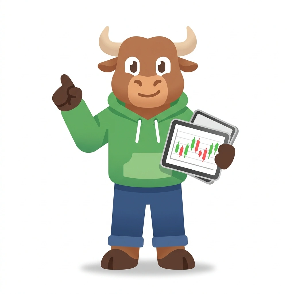 Barnaby the Bull, the guide who teaches the Trading with Friends course