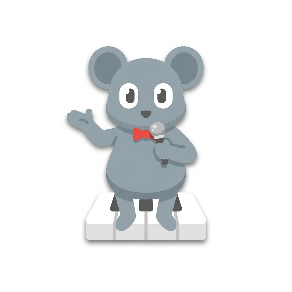 Melody the Mouse, the guide who teaches the Singing at the Piano course