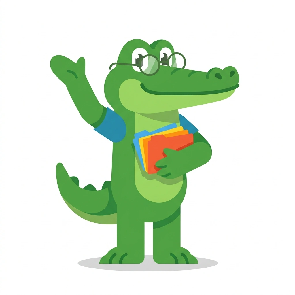 Algo the Alligator, the guide who teaches the Data Structures and Algorithms course