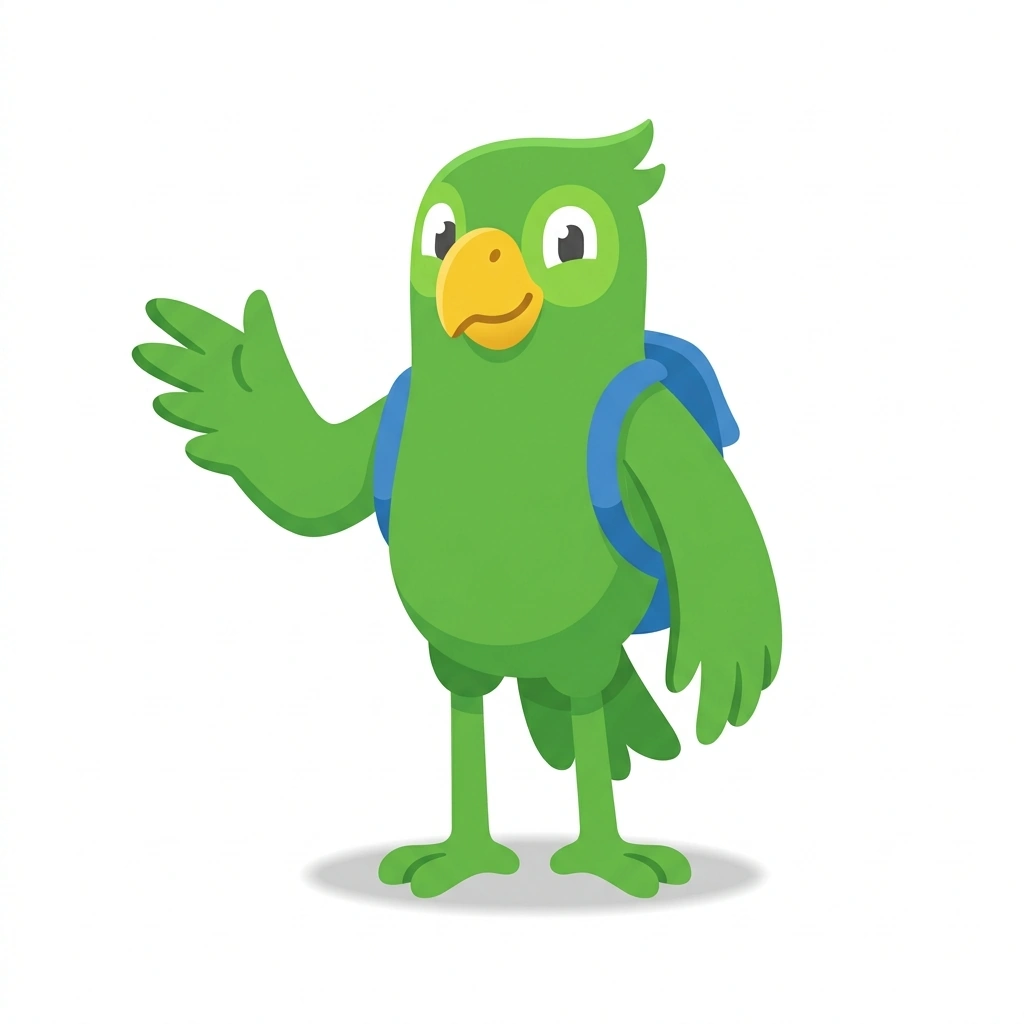 Pip the Parrot, the guide who teaches the Everyday Spoken English course