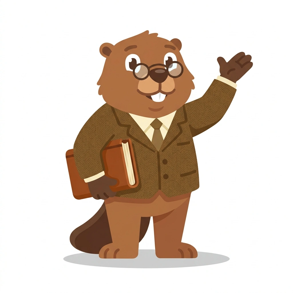 Barnaby the Beaver, the guide who teaches the Cómo funciona la contabilidad course