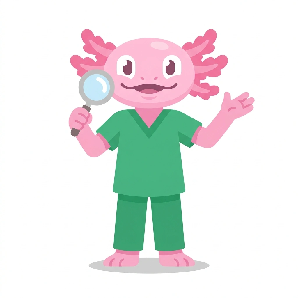 Arthur the Axolotl, the guide who teaches the Surgical Anatomy for Plastic Surgery course