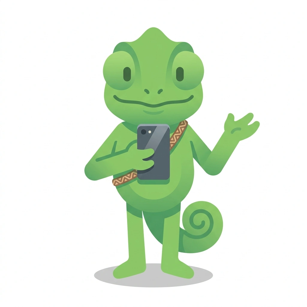 Cam the Chameleon, the guide who teaches the iPhone Pro Camera Controls course