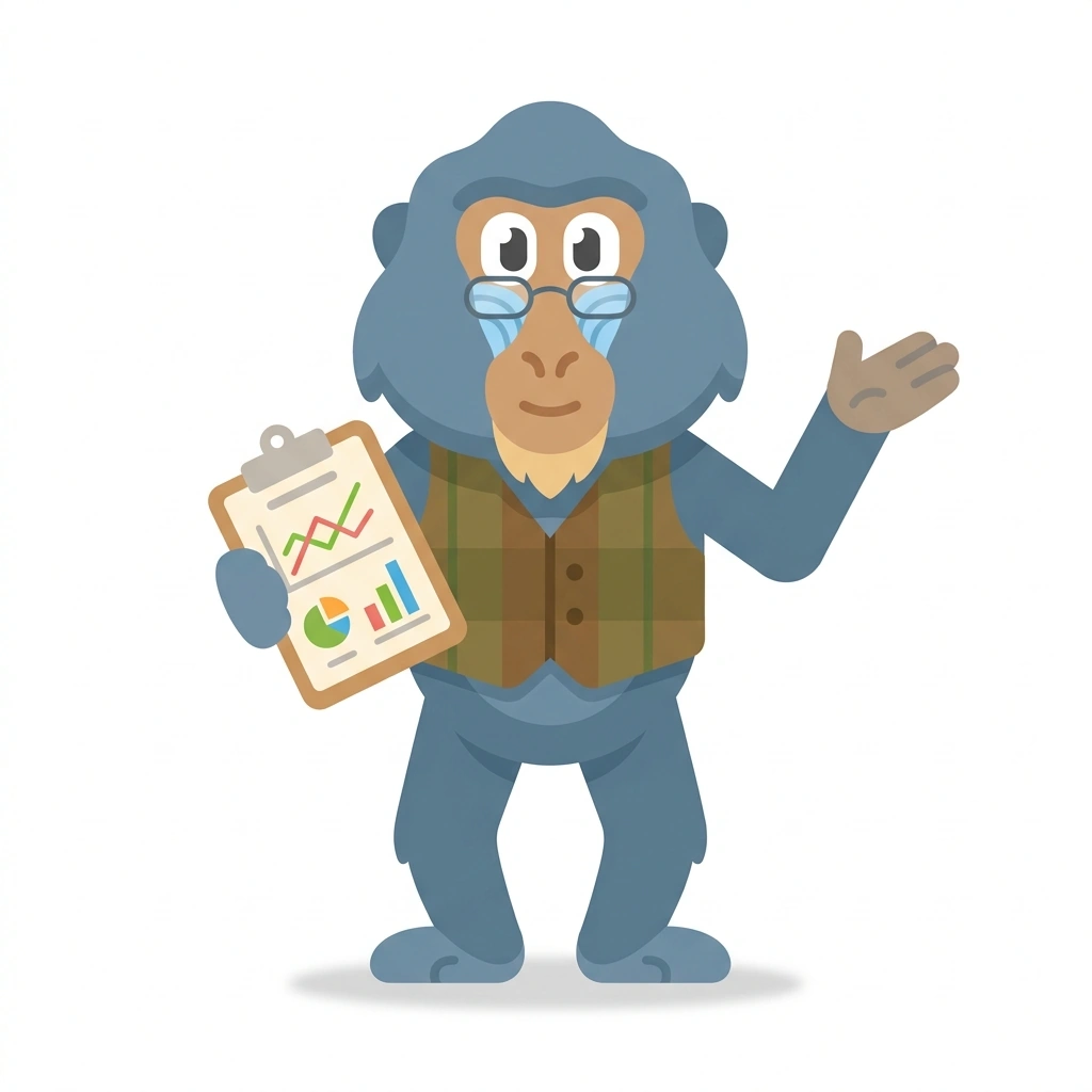 Barnaby the Baboon, the guide who teaches the Behavioral Analysis and Cognitive Function course