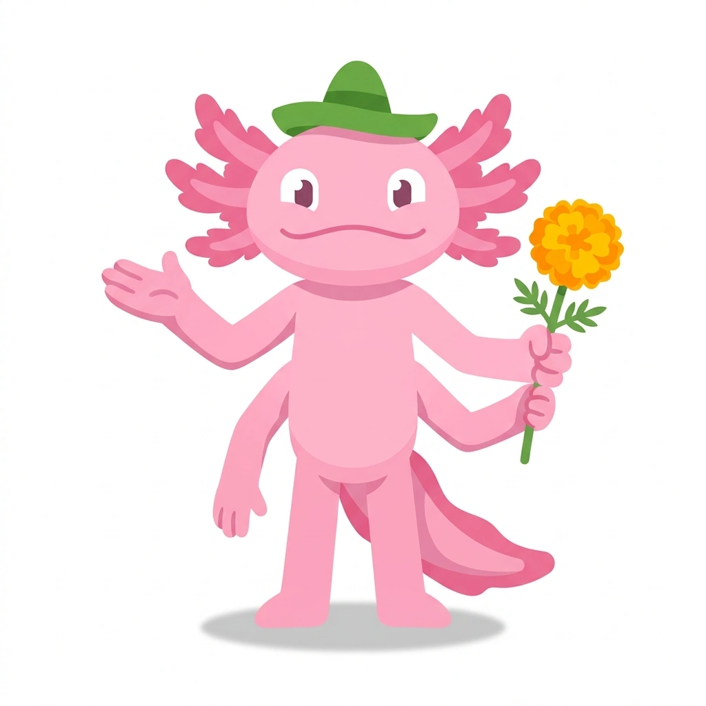 Axo the Axolotl, the guide who teaches the Mexican Spanish Essentials course