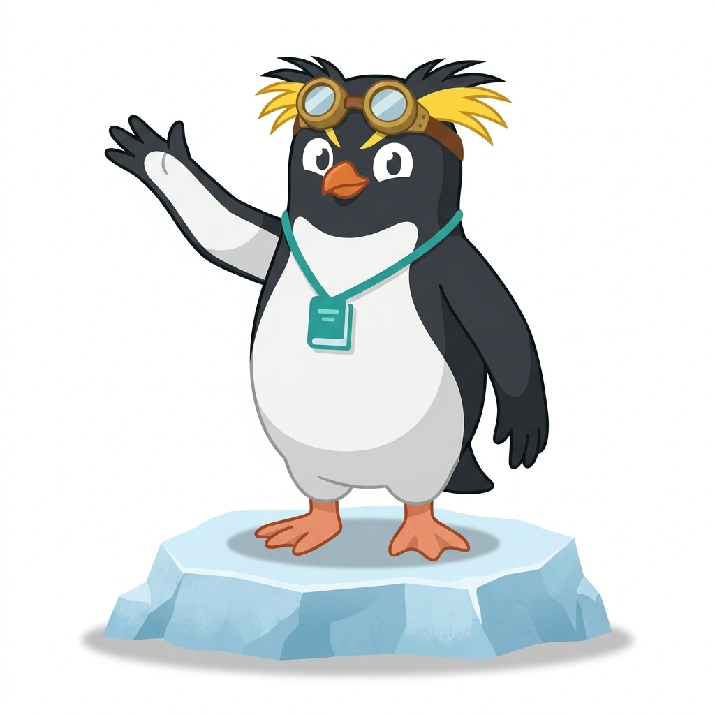 Percy the Penguin, the guide who teaches the Penguin Ecology and Adaptation course