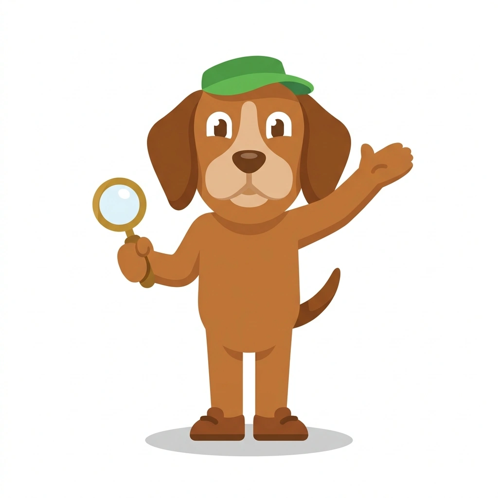 Scout the Searchhound, the guide who teaches the Shopify SEO in Practice course