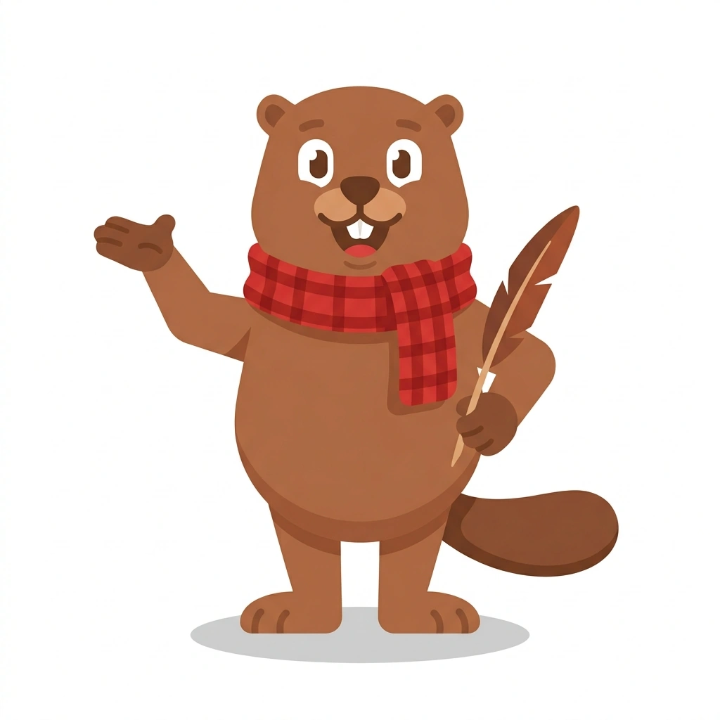 Castor the Beaver, the guide who teaches the How Canada Became Canada course