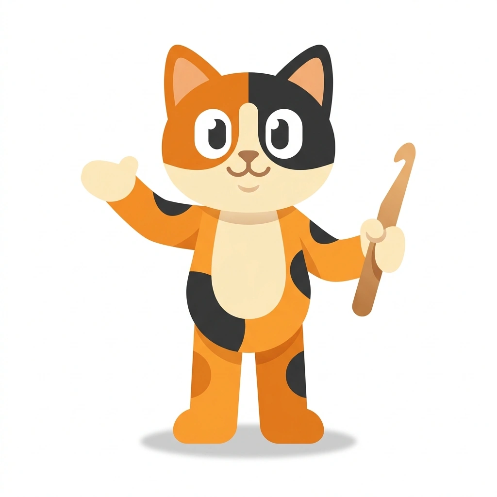 Cleo the Cat, the guide who teaches the Crochet from Sketch to Stitch course
