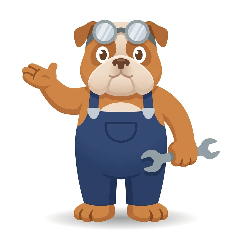 Booster the Bulldog, the guide who teaches the Turbos, Superchargers, and Boost course
