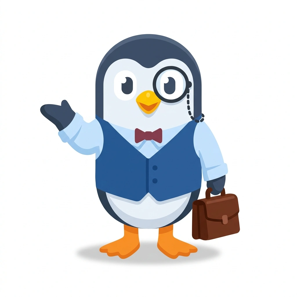 Penny the Penguin, the guide who teaches the Building a Resilient Portfolio course