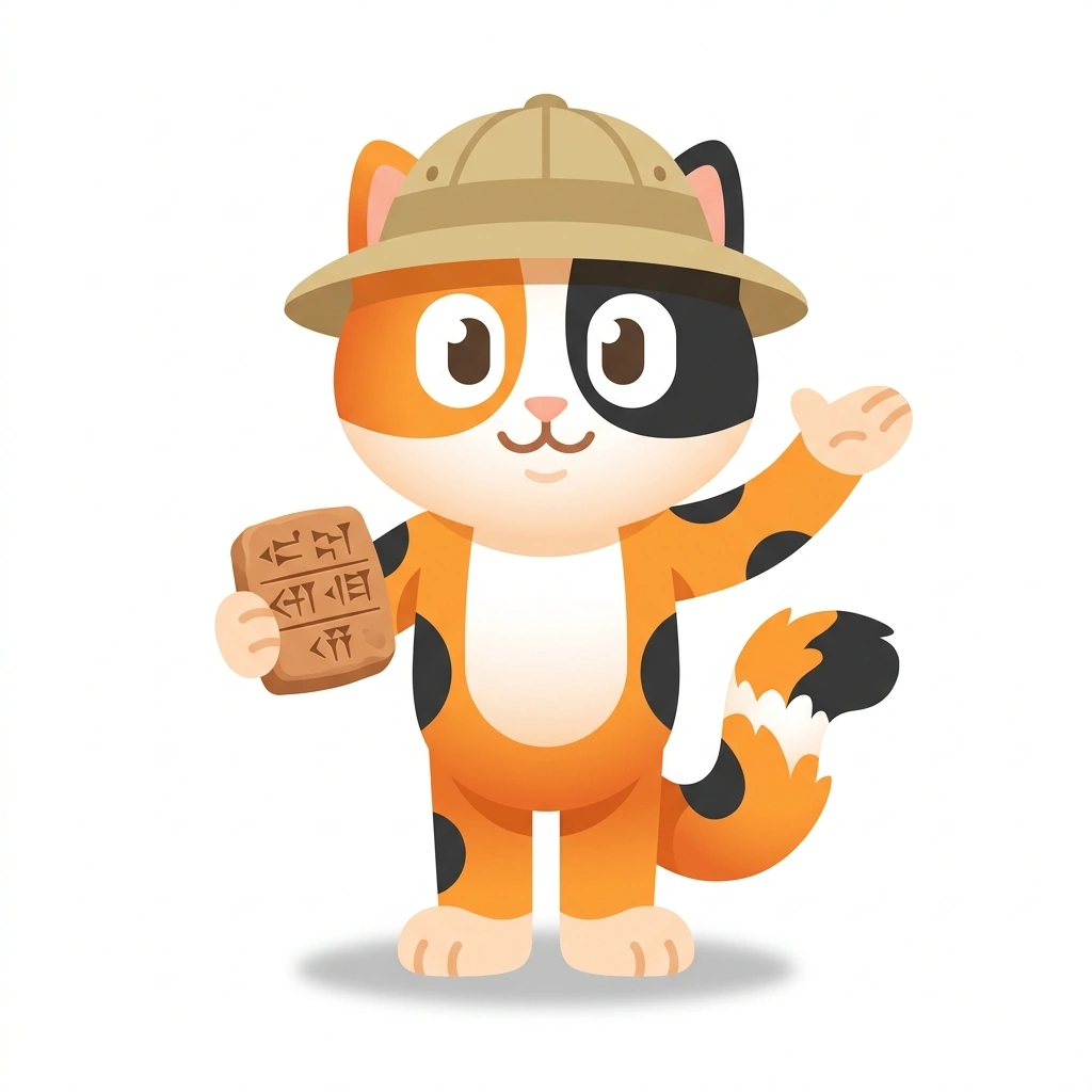 Clio the Cat, the guide who teaches the Where History Begins course