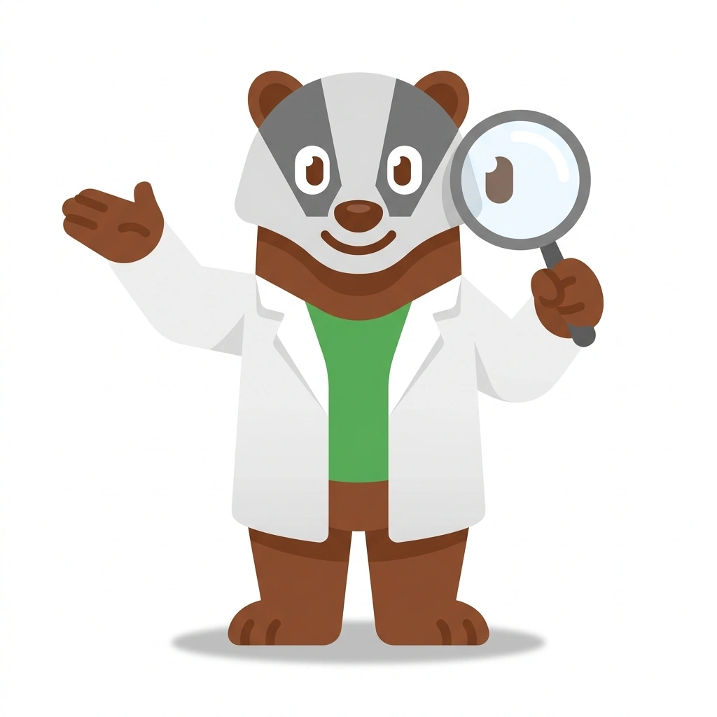 Barnaby the Badger, the guide who teaches the How the Human Body Works course
