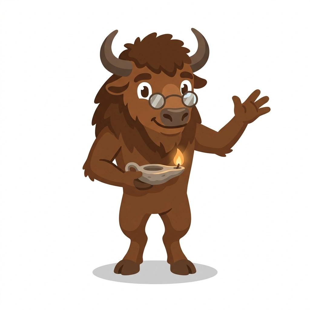 Barnaby the Bison, the guide who teaches the Reading Paleolithic Cave Art course