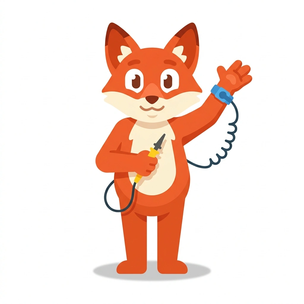 Faraday the Fox, the guide who teaches the Real-World Circuit Design course