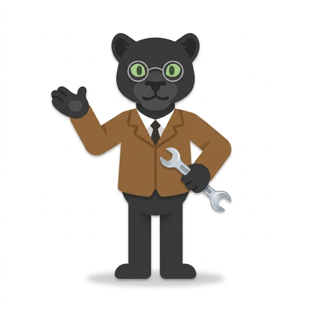 Professor Piston the Panther, the guide who teaches the Cars: From Badges to Engines course