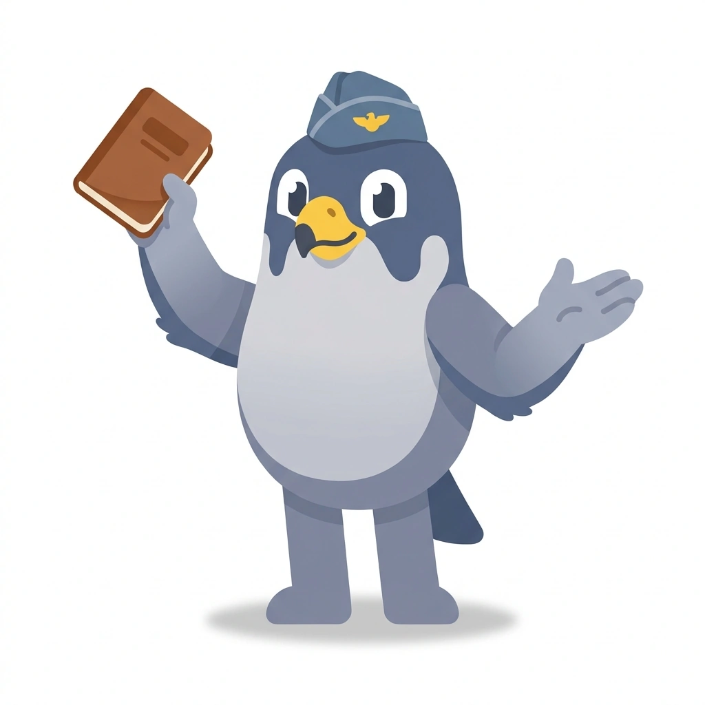 Charlie the Chaplain Falcon, the guide who teaches the Becoming an Air Force Chaplain course