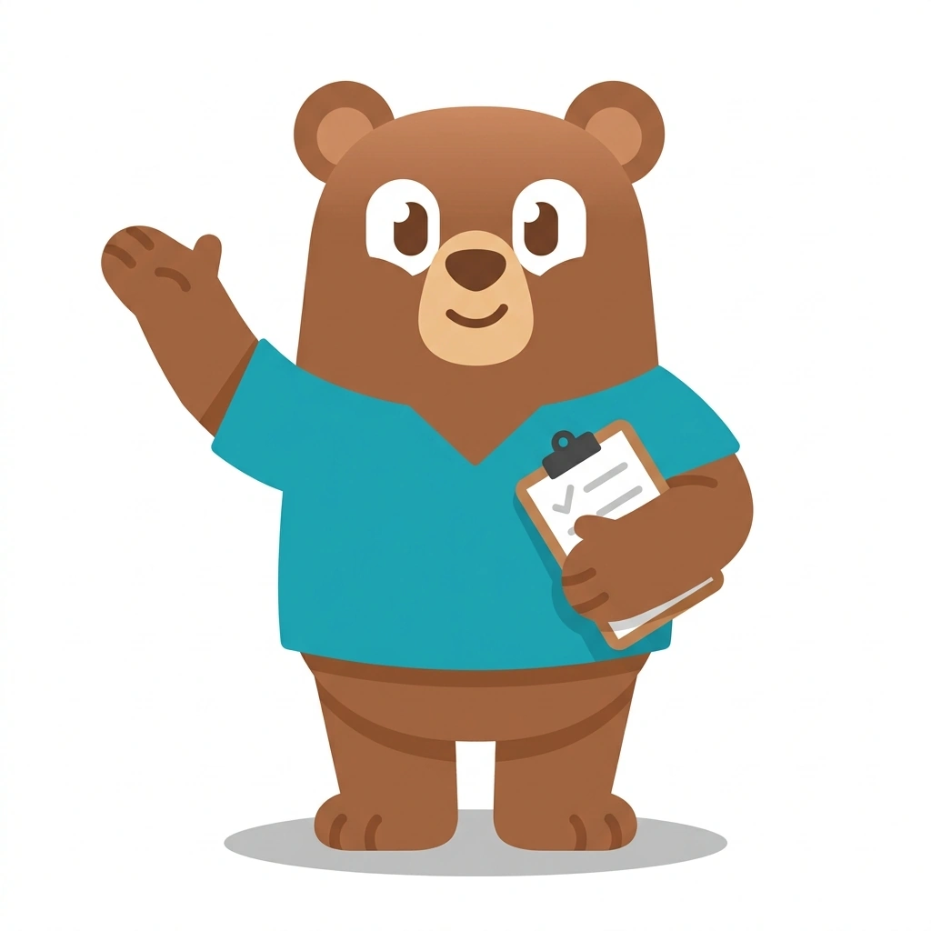 Barnaby the Bear, the guide who teaches the How the Human Body Fits Together course