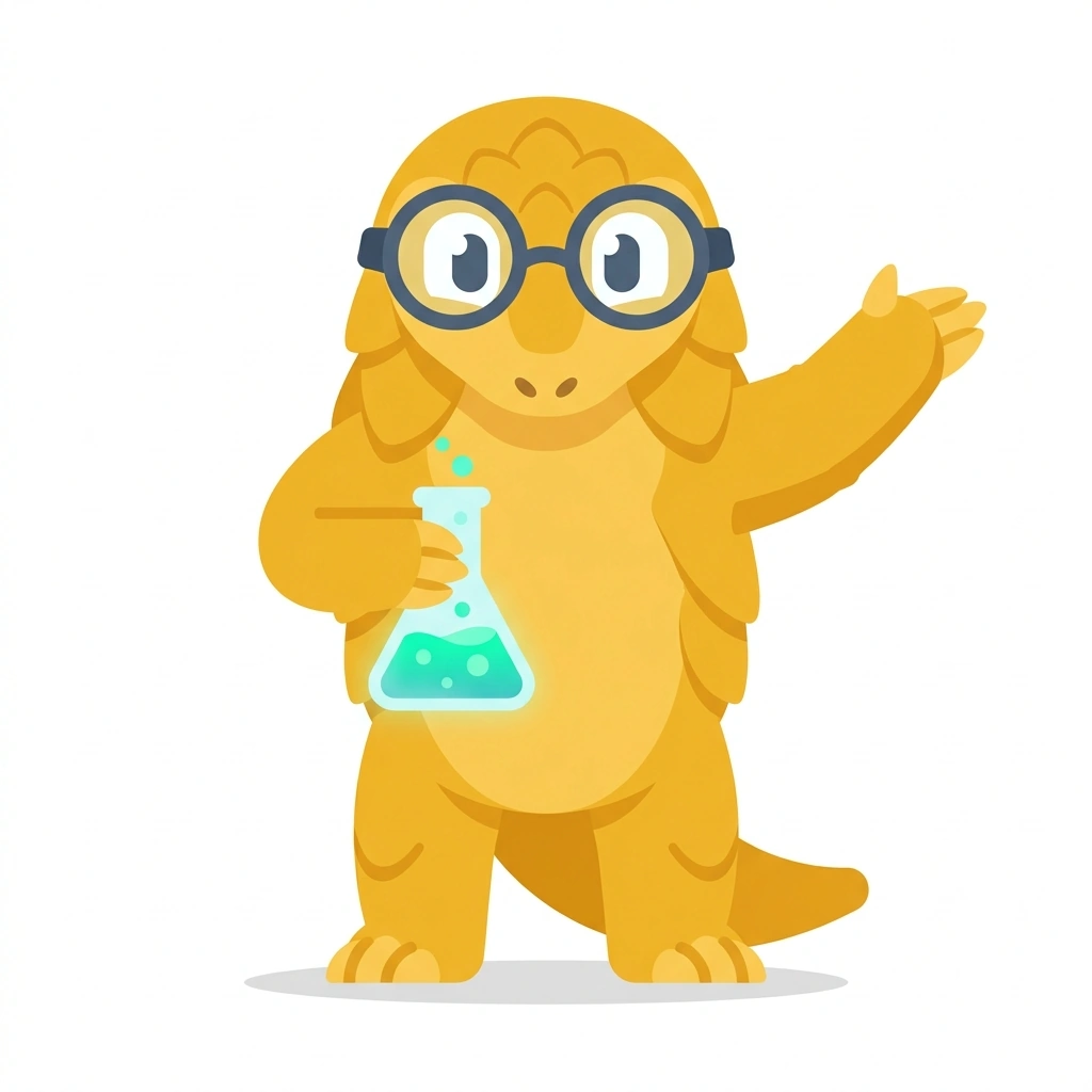 Pip the Pangolin, the guide who teaches the The Periodic Table course