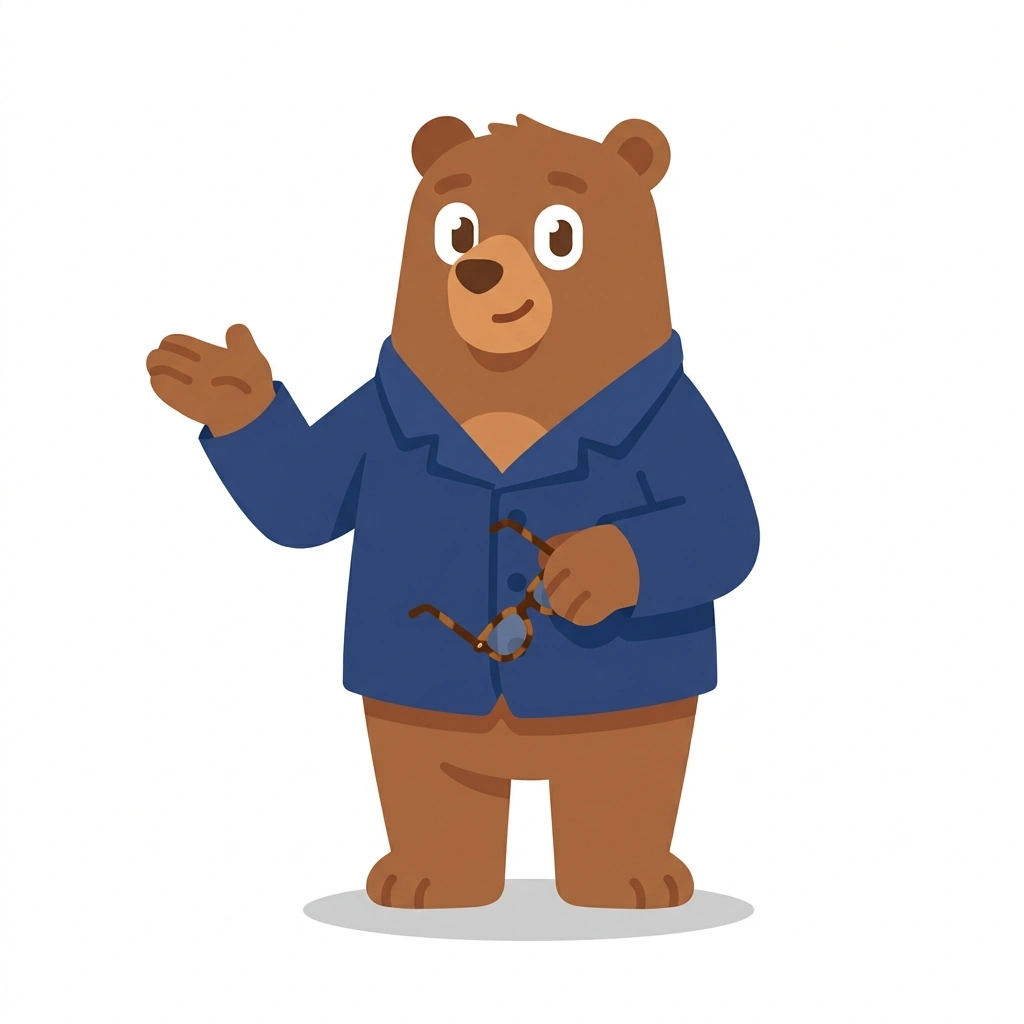 Barnaby the Bear, the guide who teaches the Everyday Men's Style course