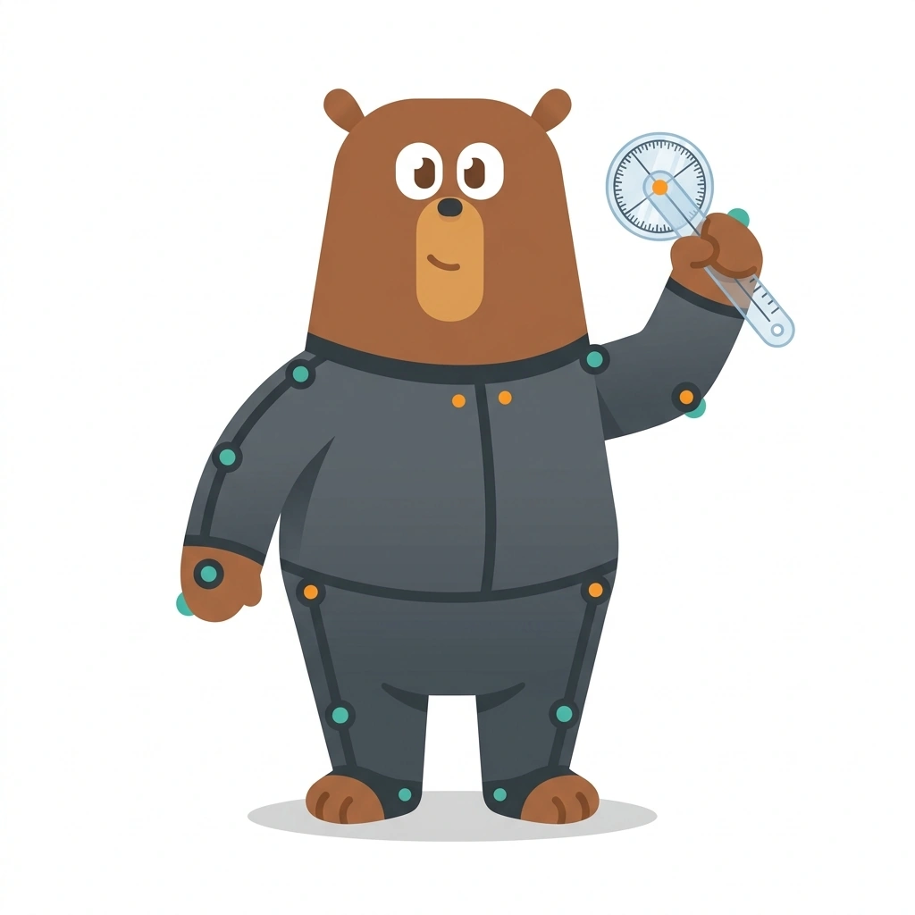 Barnaby the Bear, the guide who teaches the Musculoskeletal Biomechanics course
