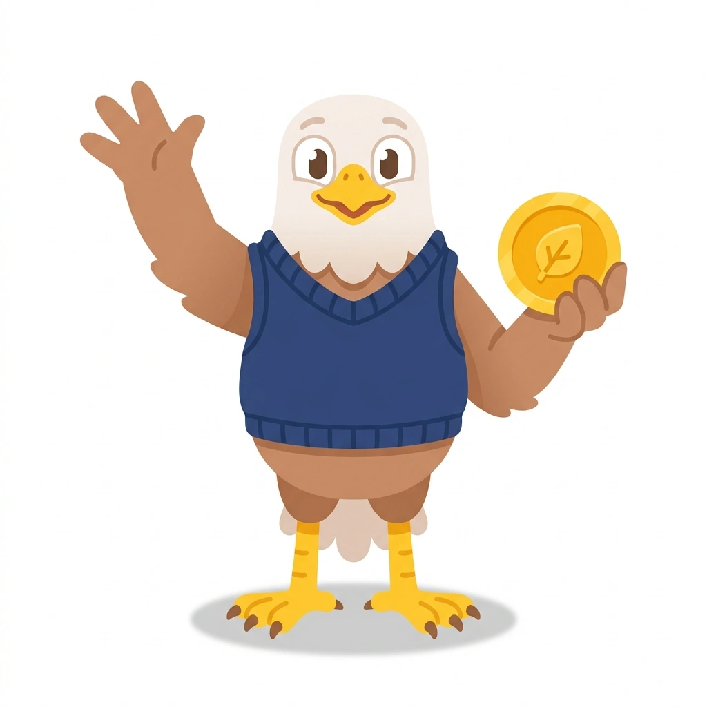 Earnie the Eagle, the guide who teaches the How the Economy Really Works course