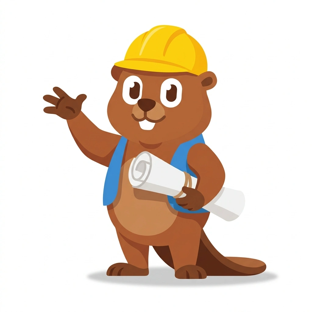 Barnaby the Beaver, the guide who teaches the Civil Engineering: How Buildings Stand course