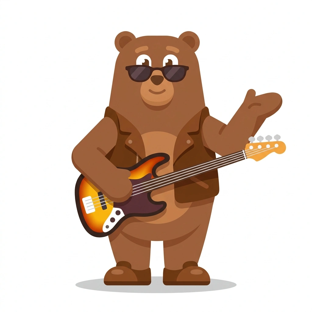 Barnaby the Bassist, the guide who teaches the Bass Guitar: Your First Groove course