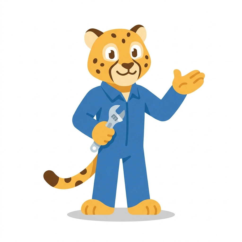 Cammy the Cheetah, the guide who teaches the Car Mechanics and Everyday Upgrades course