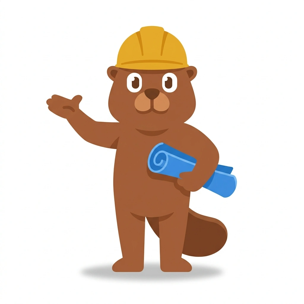 Barnaby the Beaver, the guide who teaches the How to Read a Building course