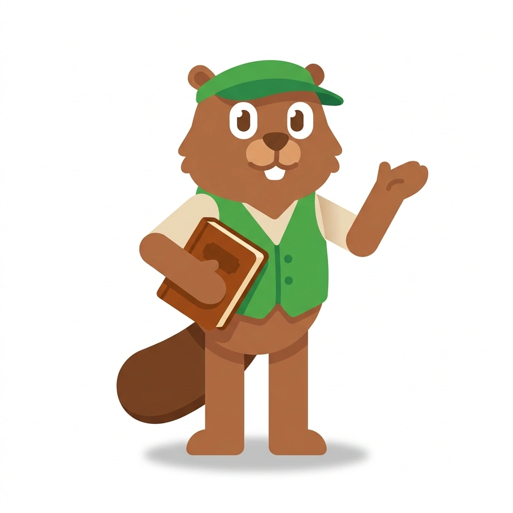 Barnaby the Beaver, the guide who teaches the Excel for Accounting course