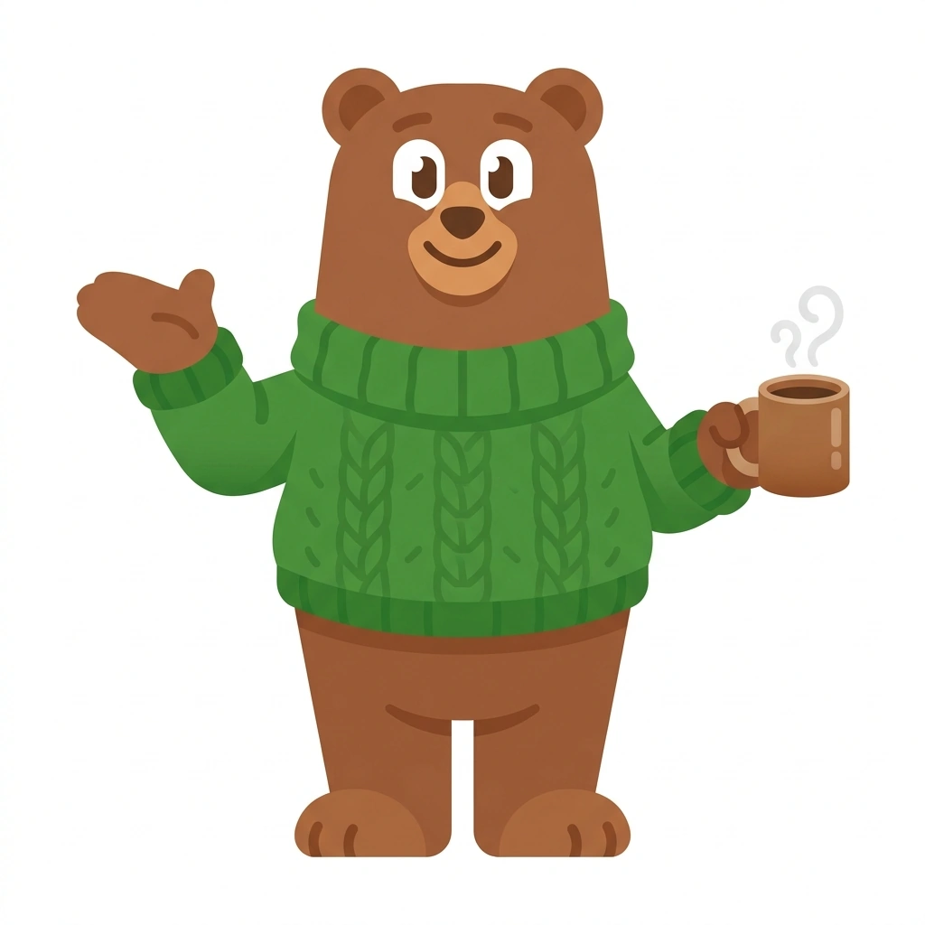 Brewster the Bear, the guide who teaches the Better Coffee at Home course