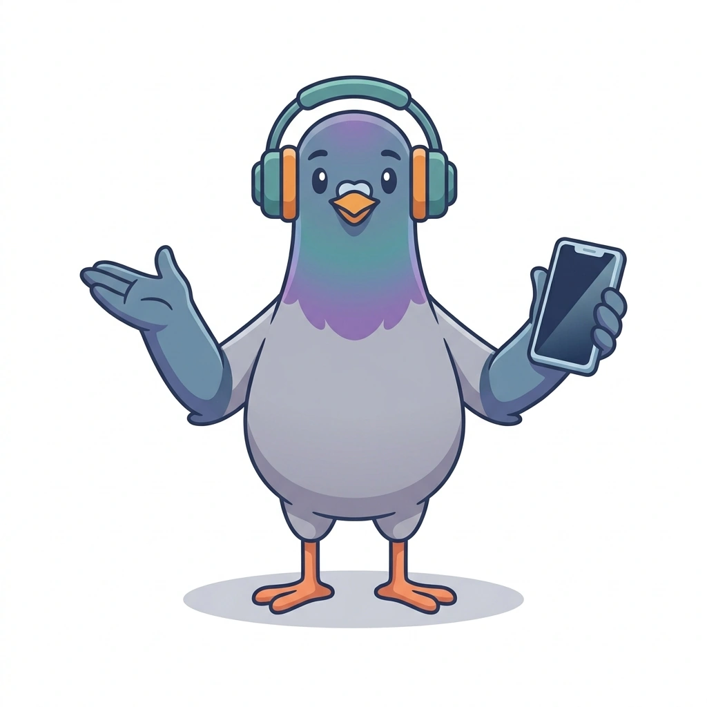 Pip the Pigeon, the guide who teaches the How Social Media Algorithms Work course