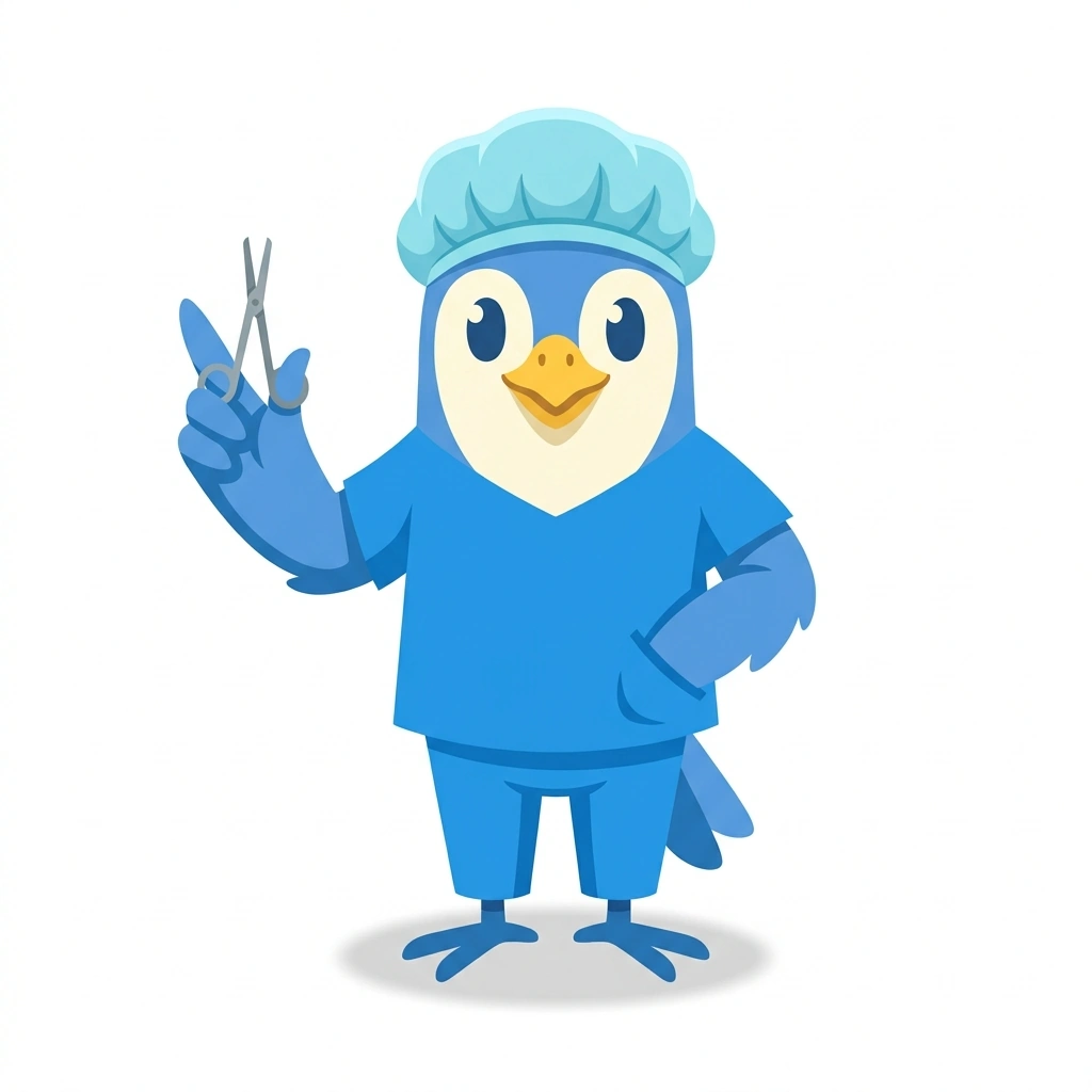 Sammy the Scrub Jay, the guide who teaches the Applied Surgical Anatomy course