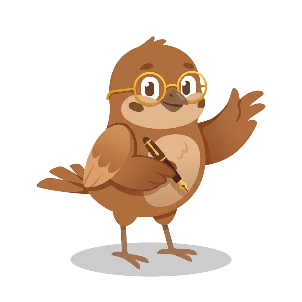 Stylus the Sparrow, the guide who teaches the Sentence Architecture and Rhythm course