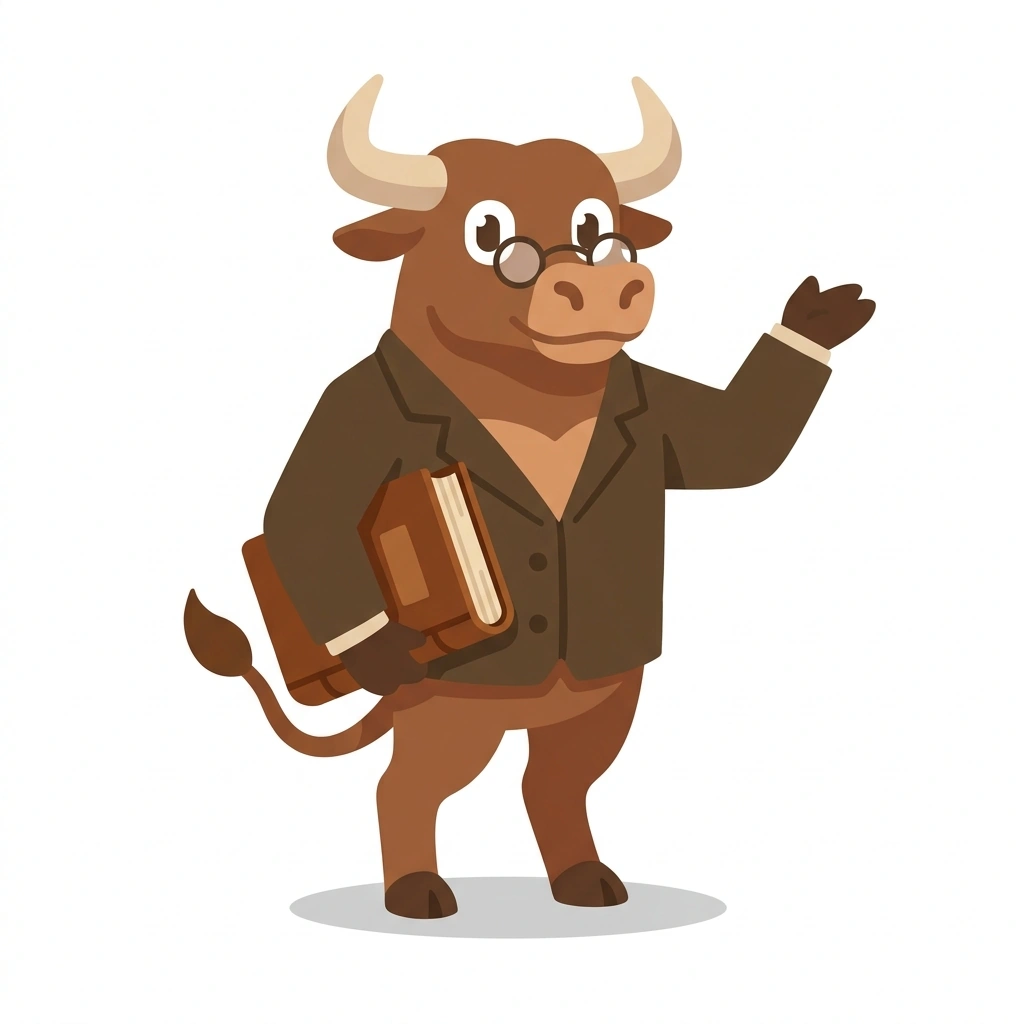 Barnaby the Bull, the guide who teaches the Managing Business Growth course