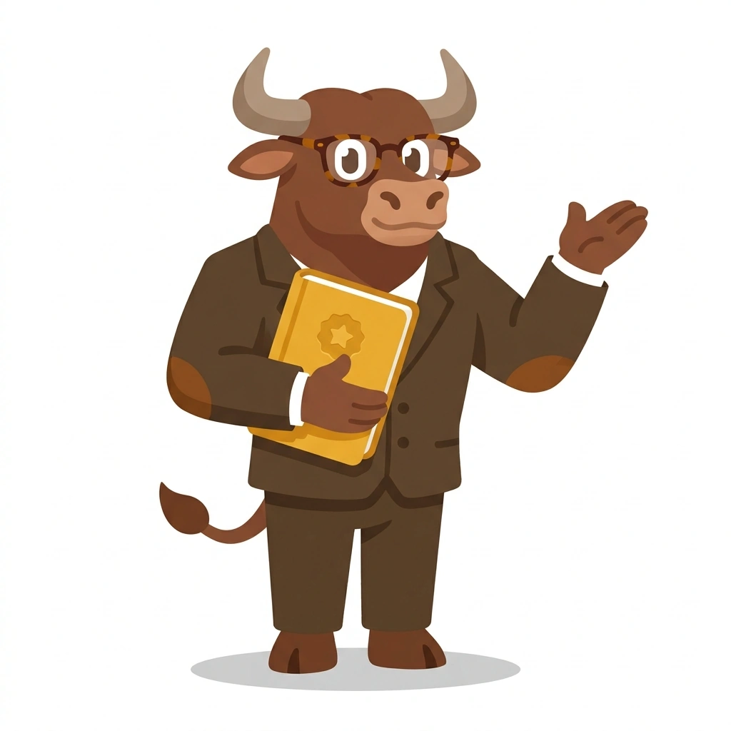 Barnaby the Business Bull, the guide who teaches the AACSB Business School Accreditation course